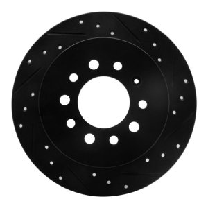 Hyundai Tiburon Brake Rotor (1) - Rear Right - R1 Concepts - Drilled & Slotted - Black - `07-`08